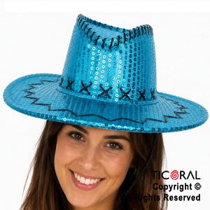 SOMBRERO COWBOY LENTEJUELA CELESTE